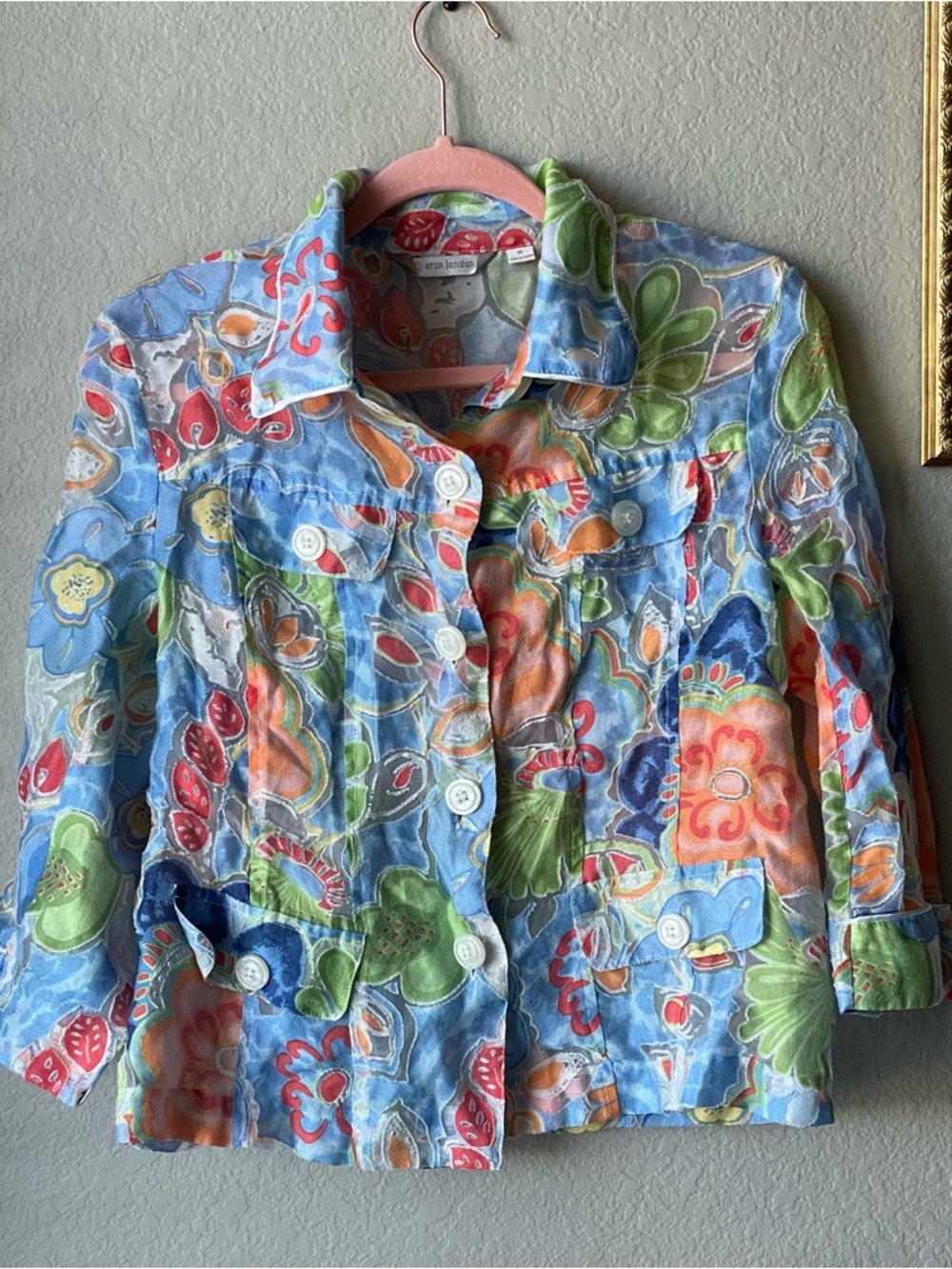 erin london Women’s Multicolor Floral Button-Up Shirt